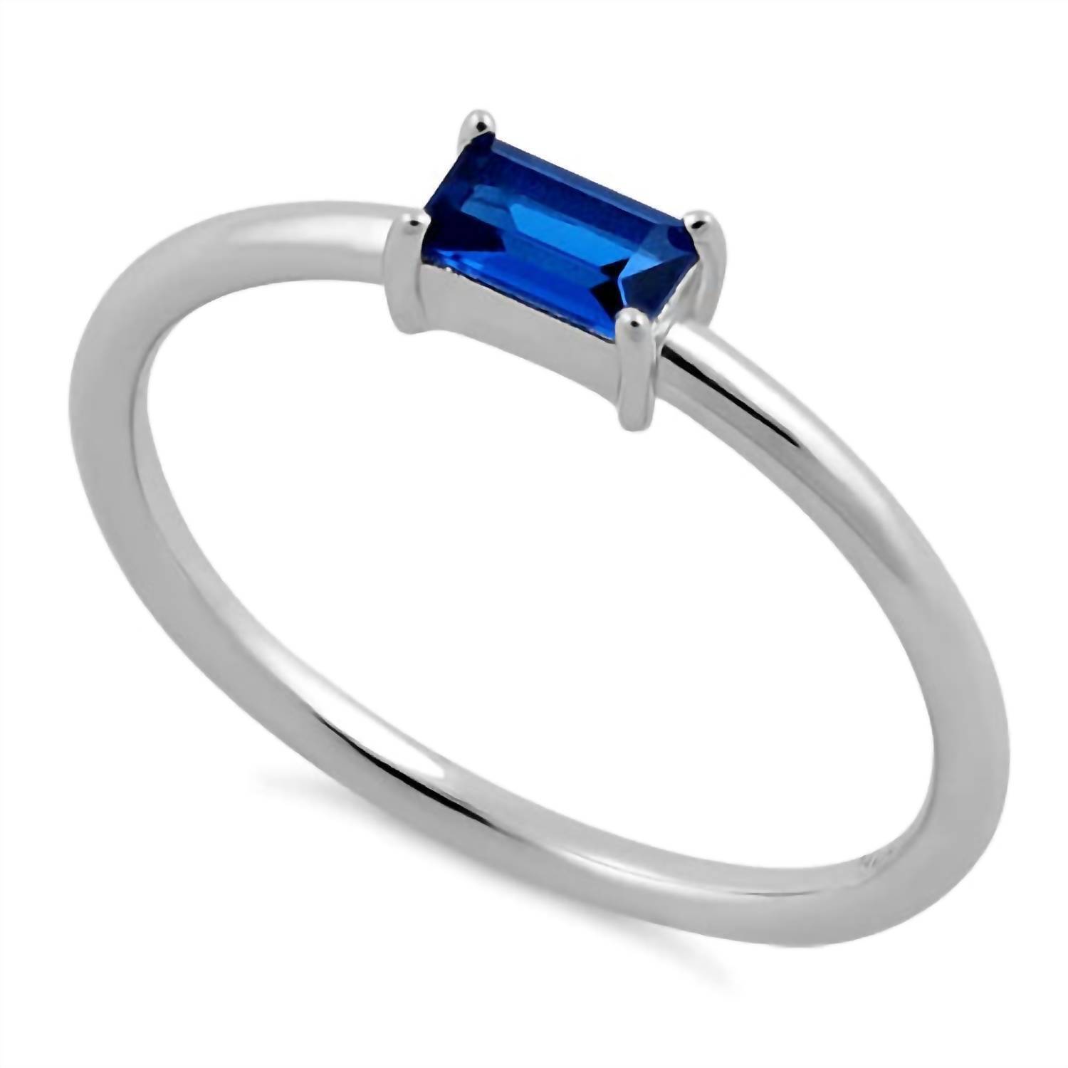 New Starlette Women's Emerald Cut Stackable Ring In Blue